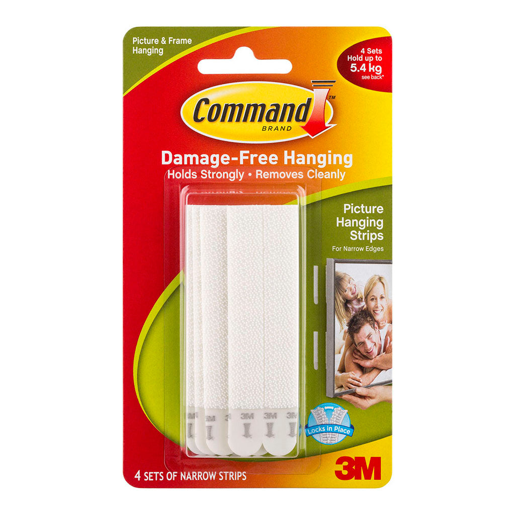 Command Picture Hanging Strips 17207 Narrow White, Pack of 4 Sets - Cafe Supply