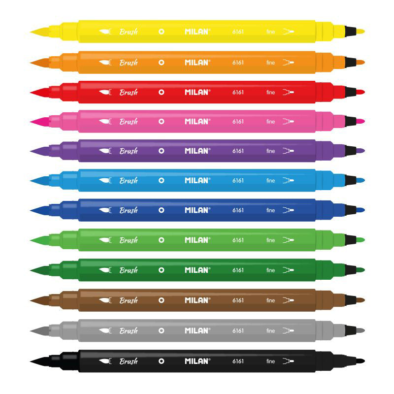Milan Markers Fibre Tip Double Ended Metal Box Pack 12 - Cafe Supply