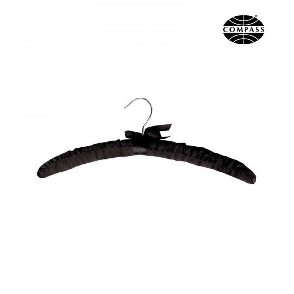 Black Satin Hanger with Hook (100) - Cafe Supply