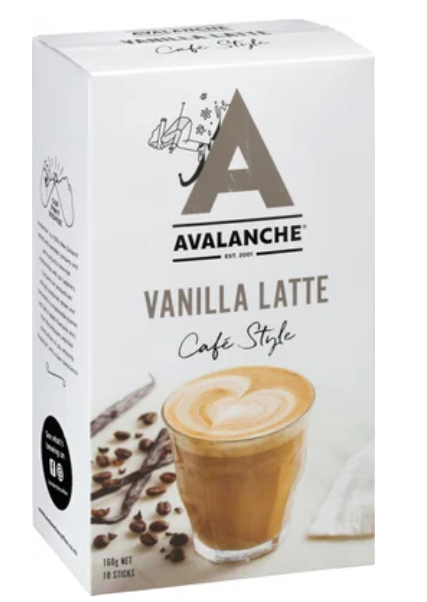 Avalanche Vanilla Latte Coffee Sticks 10 x 16g - Cafe Supply