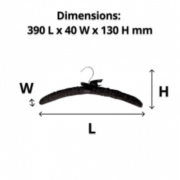 Black Satin Hanger with Hook (100) - Cafe Supply