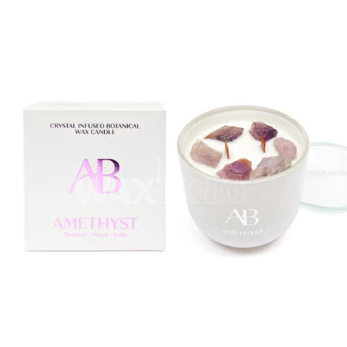 340g Jar Candle with Crystals - Amethyst - Cafe Supply