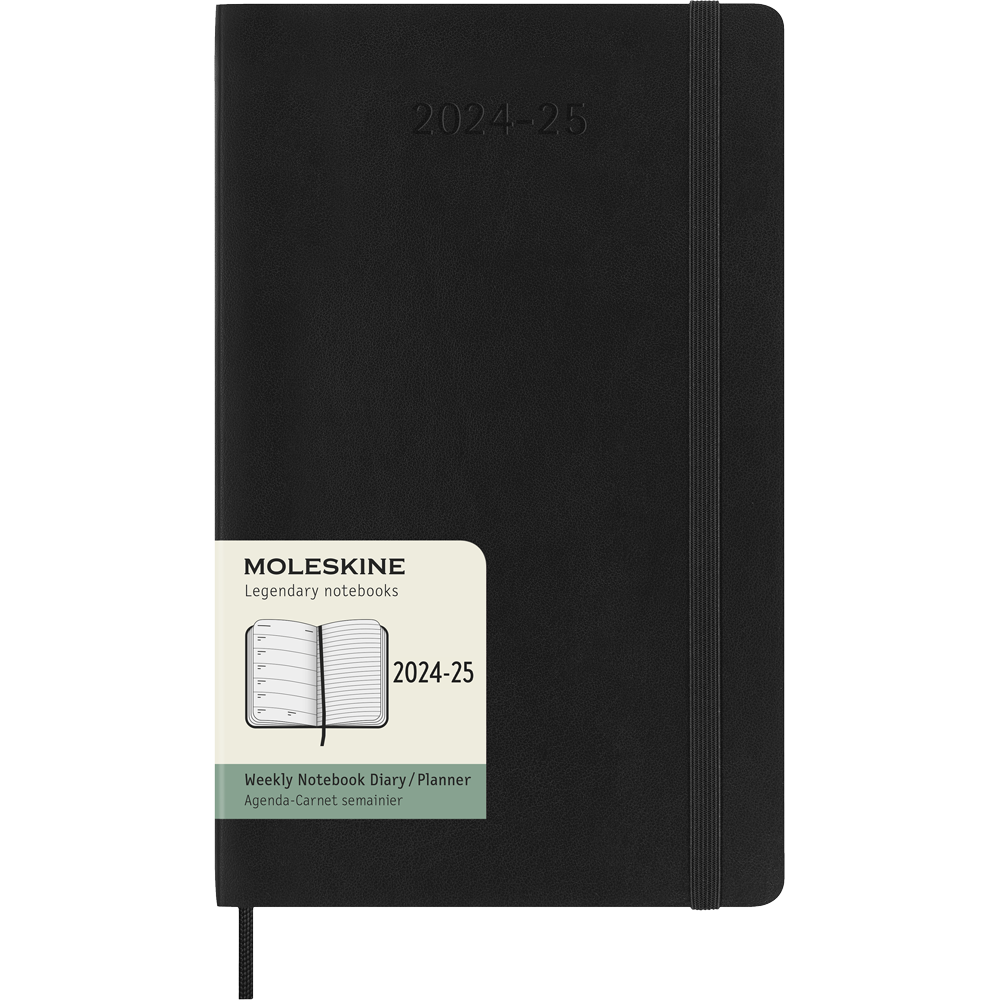 Moleskine Diary 18M Weekly + Notes Soft Cover Large Black - Cafe Supply