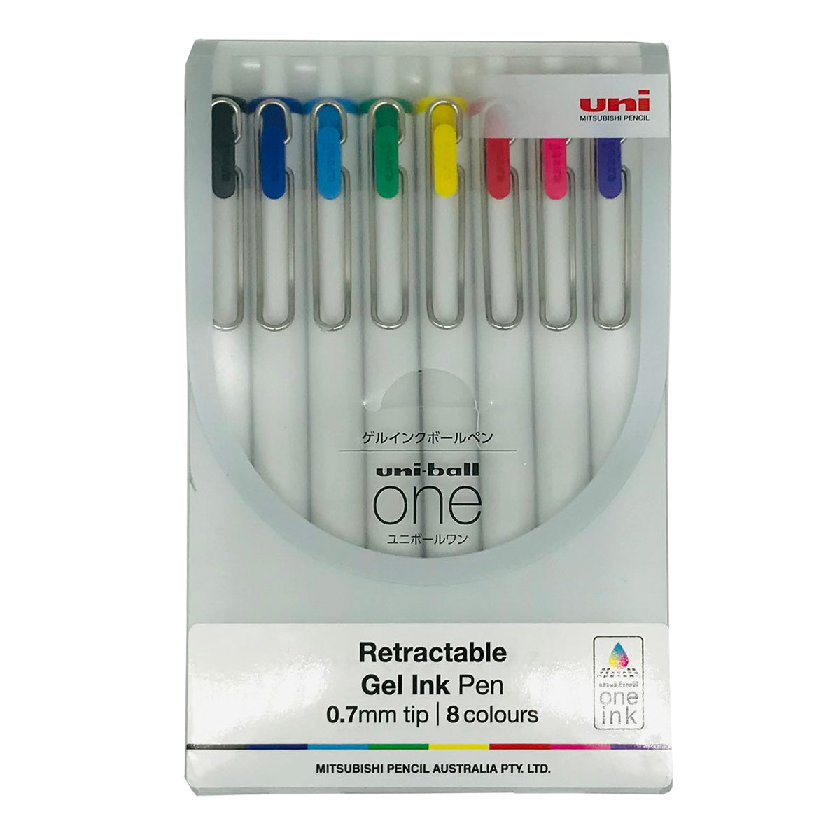 Uni One 0.7mm Rollerball Gel Ink 8 Pack Assorted - Cafe Supply
