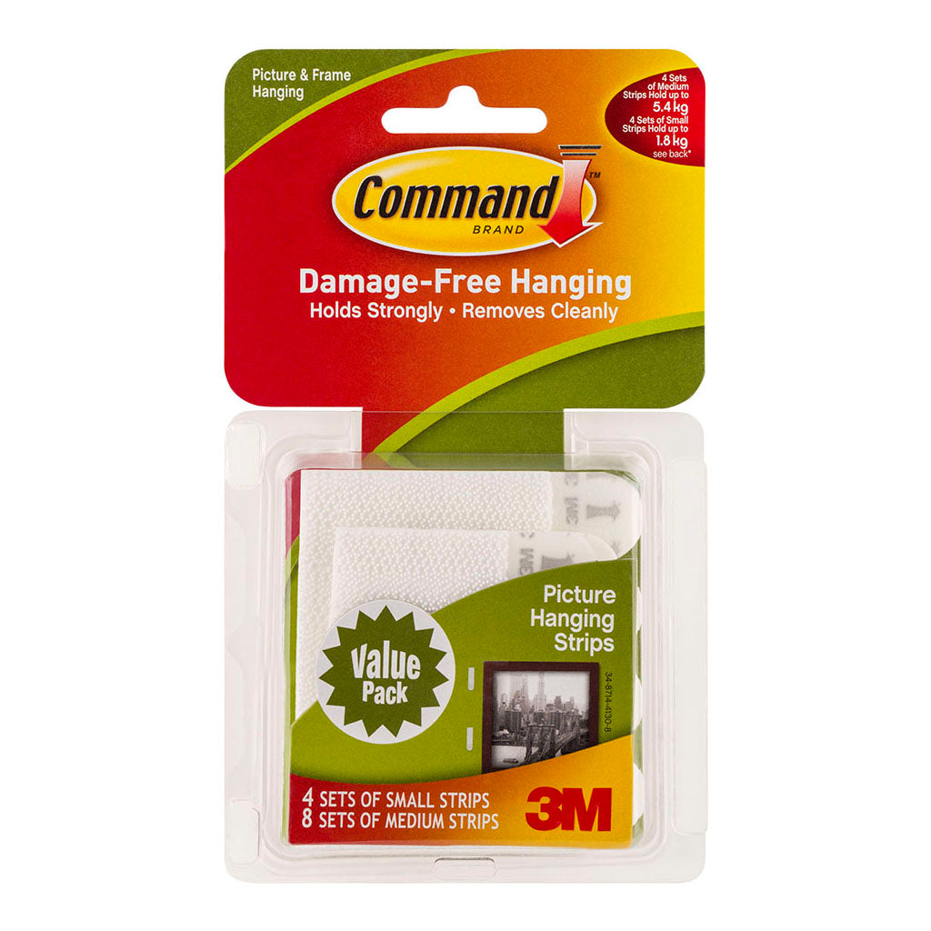 Command Picture Hanging Strips 17203 Assorted White, Pack of 12 Sets - Cafe Supply