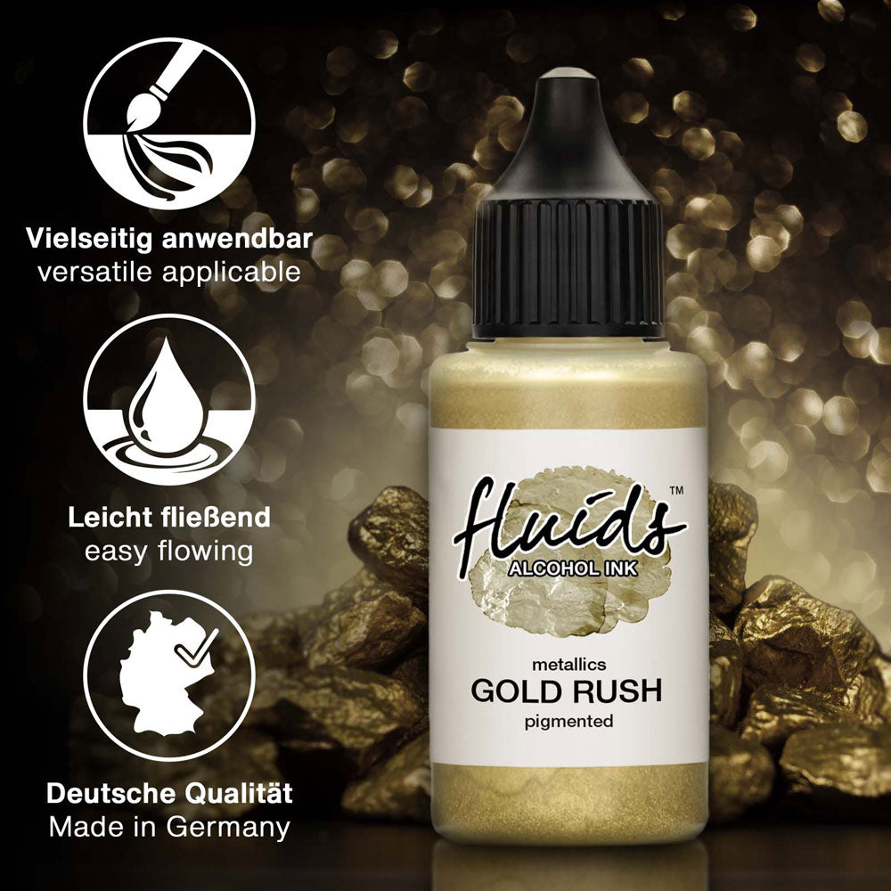 Octopus Fluids Alcohol Ink Gold Rush Metallic 30ml - Cafe Supply