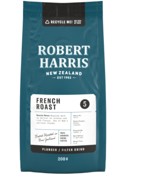 Robert Harris French Roast Plunger Filter Grind 100% Arabica Fresh Coffee 200g - Cafe Supply