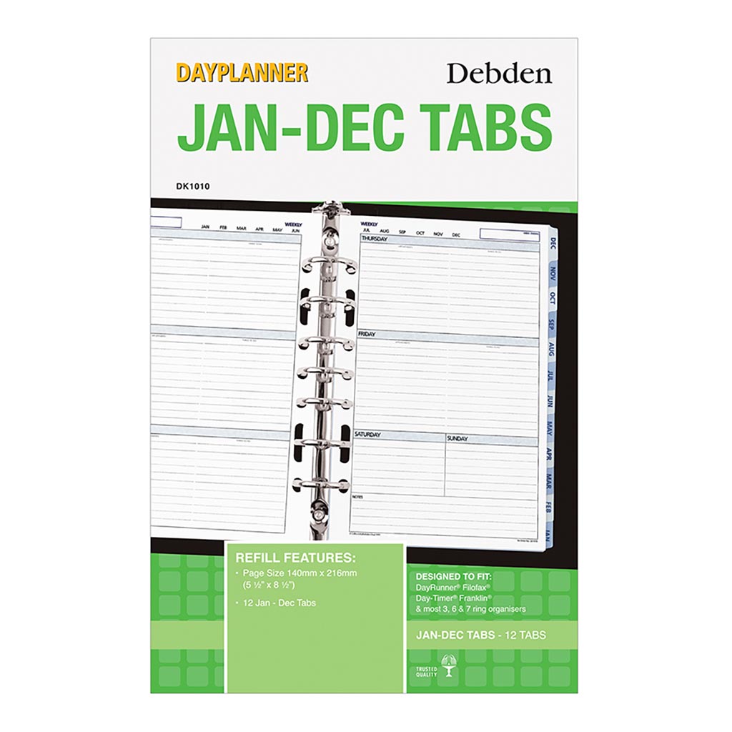 Debden Desk Dayplanner Tabs Jan-Dec - Cafe Supply