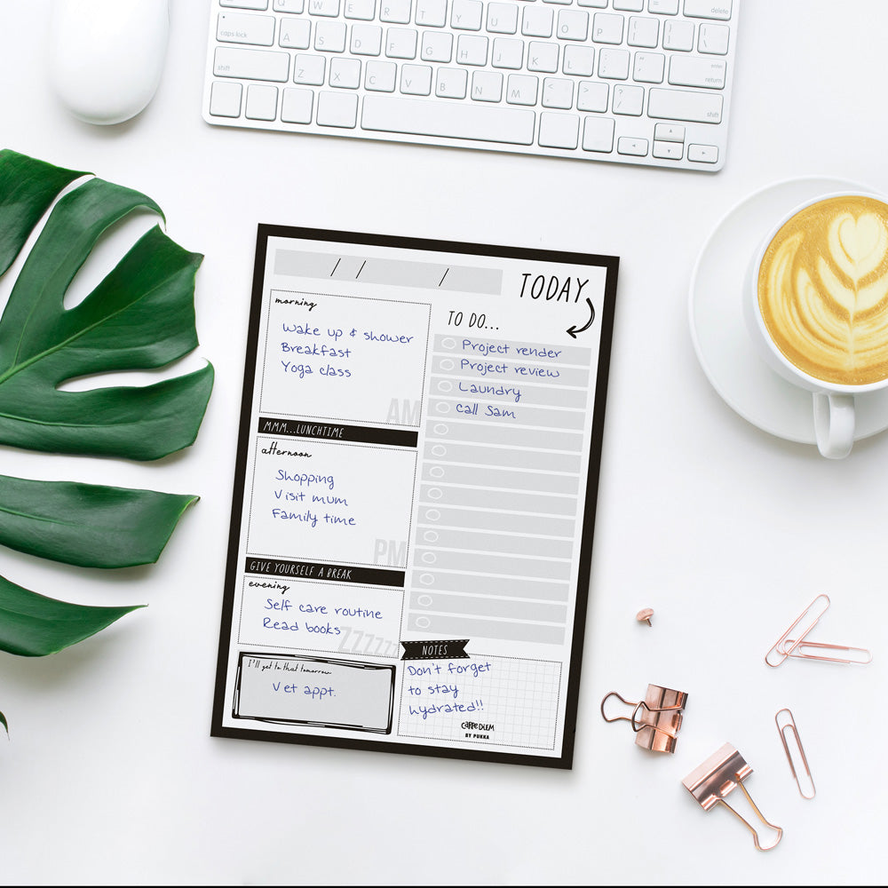 Pukka Carpe Diem Daily Planner Pad Black - Cafe Supply