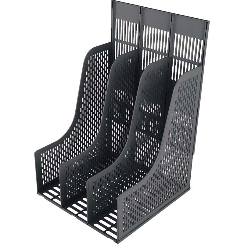 FM Magazine Holder Document 3 Grid Black Plastic - Cafe Supply