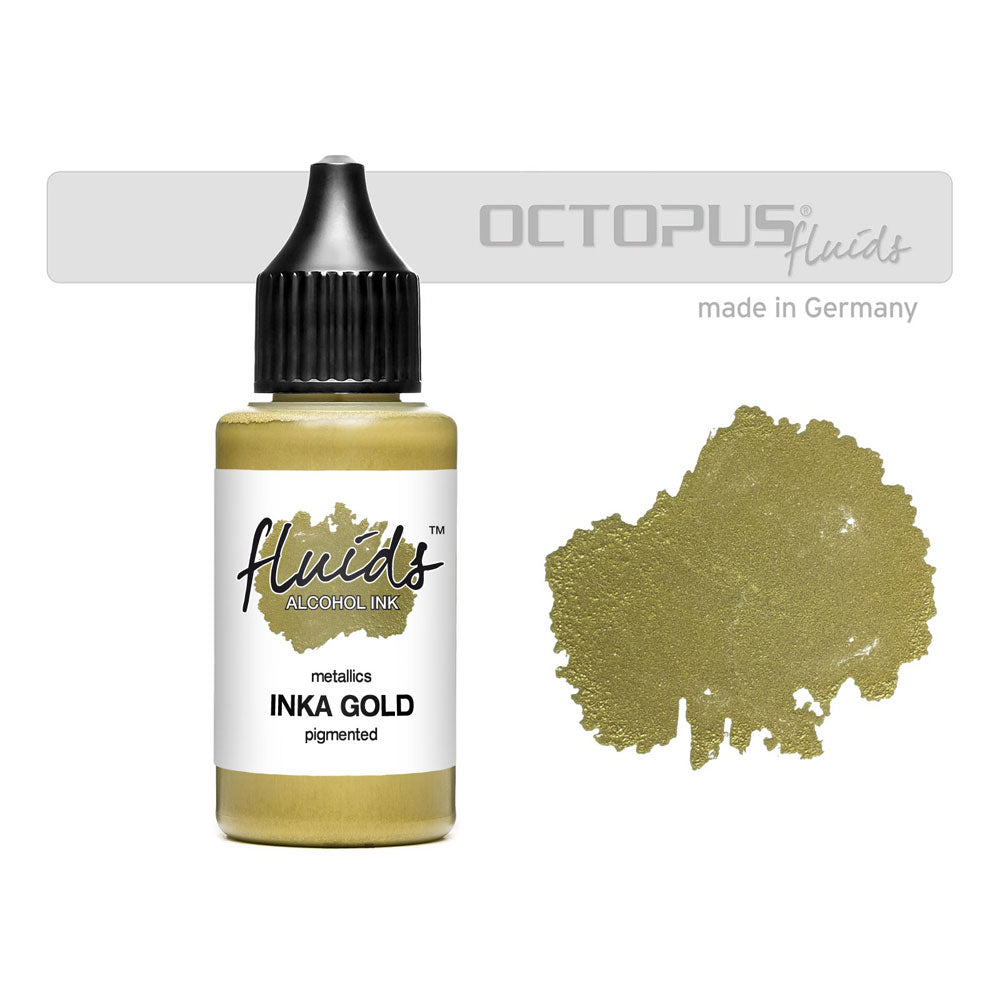 Octopus Fluids Alcohol Ink Inka Gold Metallic 30ml - Cafe Supply
