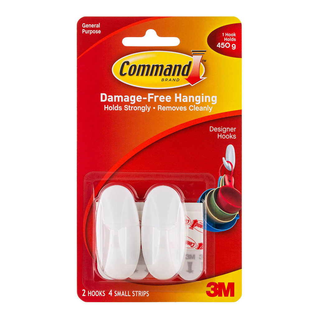 Command Hook 17082 Small White Designer, Pack of 2 - Cafe Supply