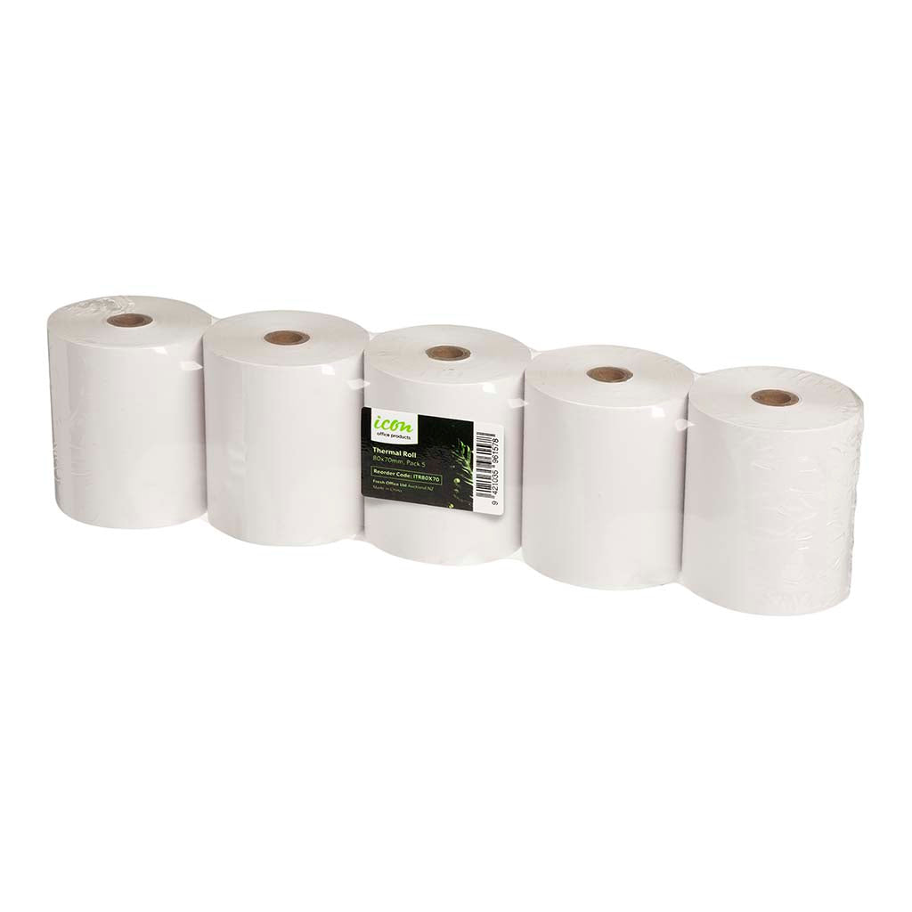 Icon Thermal Roll BPA Free 80x70mm, Pack of 5 - Cafe Supply
