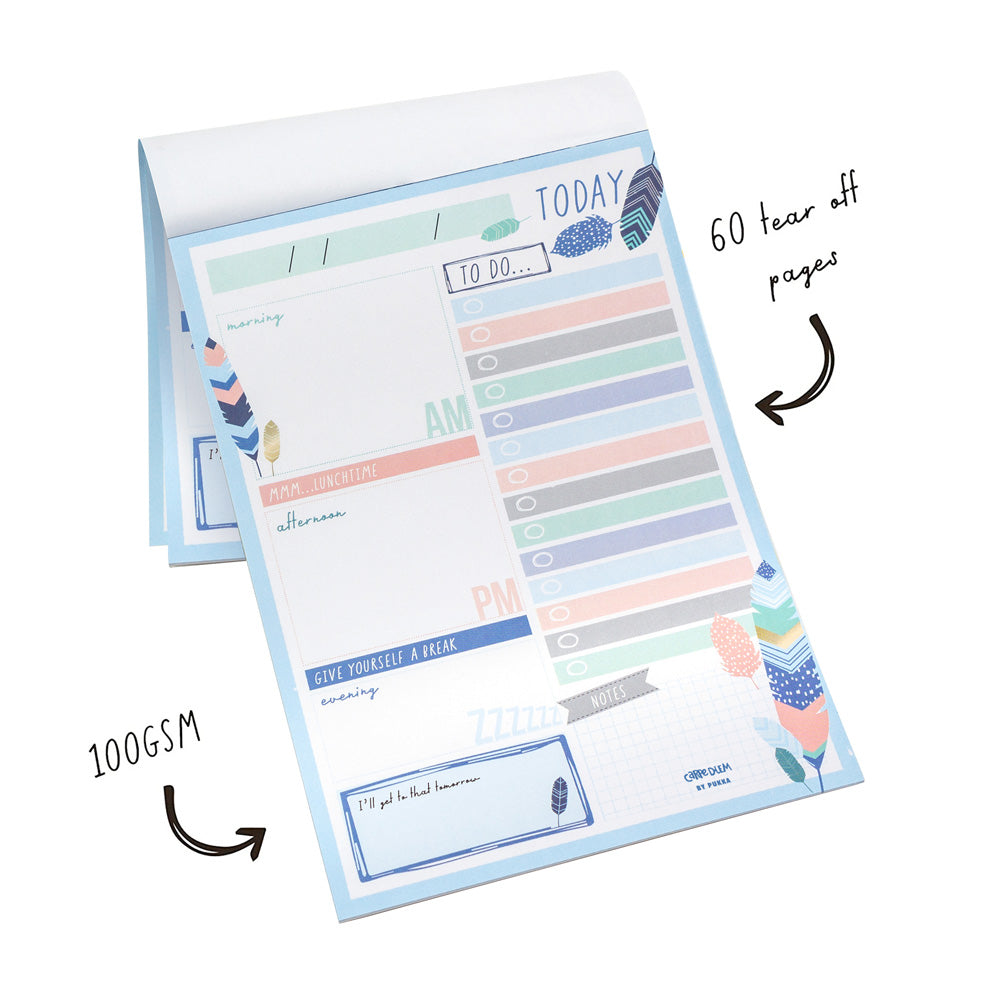 Pukka Carpe Diem Daily Planner Pad Feathers - Cafe Supply