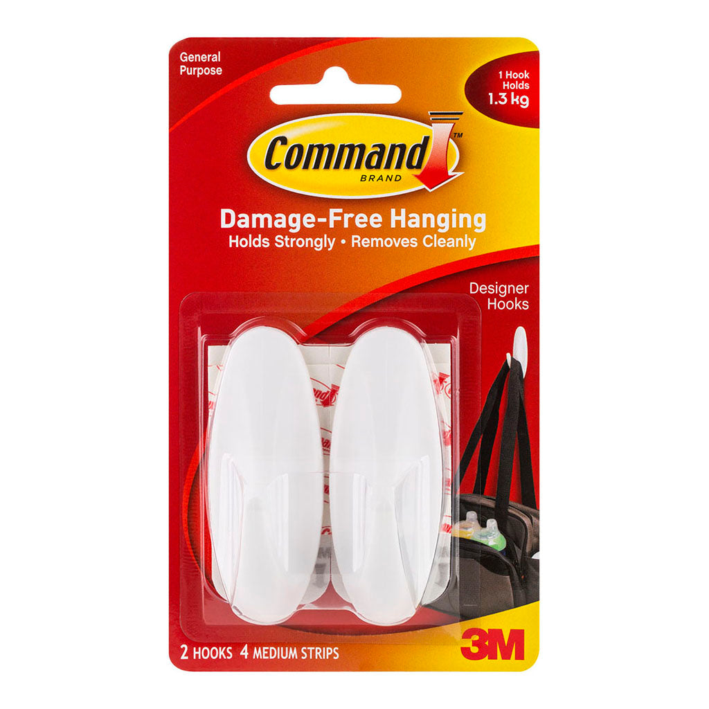 Command Hook 17081 Designer Medium White, Pack of 2 - Cafe Supply
