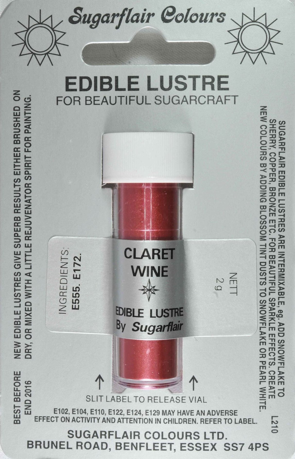 Sugarflair Edible Lustre Colour Claret Wine - Cafe Supply