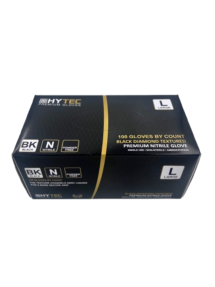 Hytec Black Textured Nitrile Gloves, Powder Free - Cafe Supply