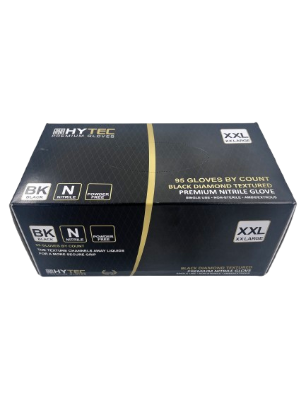 Hytec Black Textured Nitrile Gloves, Powder Free - Cafe Supply