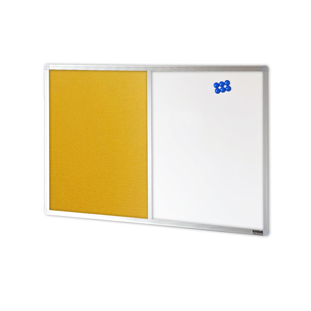 COMBIBOARD | Whiteboard + Brushed Fabric | Aluminium Frame - Cafe Supply