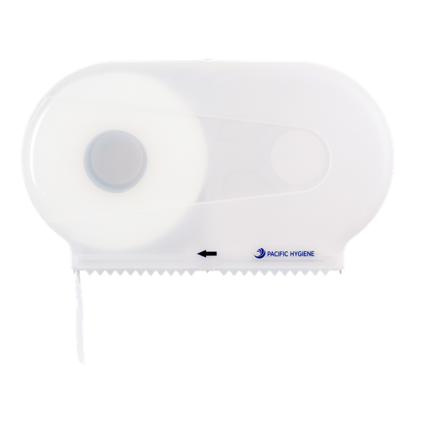 Pacific Hygiene Double Jumbo Toilet Roll Dispenser - White - Cafe Supply