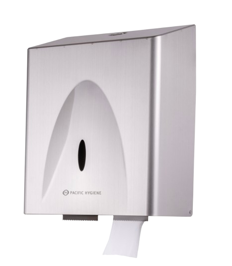 Pacific Hygiene Single Jumbo Toilet Roll Dispenser Stainless Steel - Cafe Supply