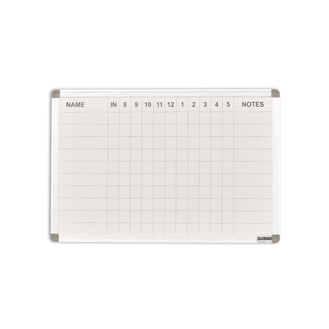STAFF INDICATOR WHITEBOARD | 10 Names | 400 x 600mm | PORCELAIN - Cafe Supply
