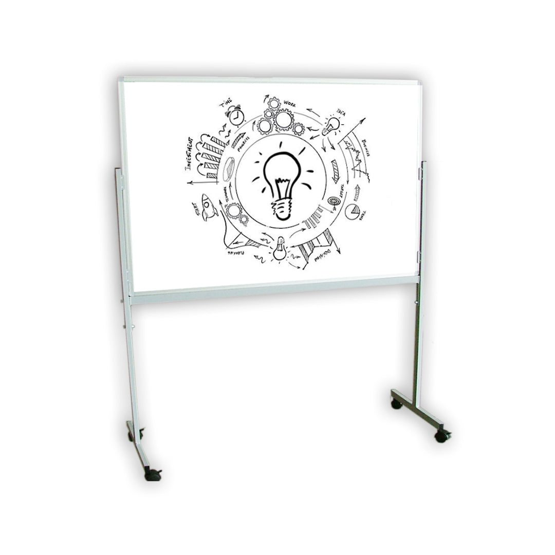 PORCELAIN WHITEBOARD + FIXED MOBILE STAND | Double Sided - Cafe Supply