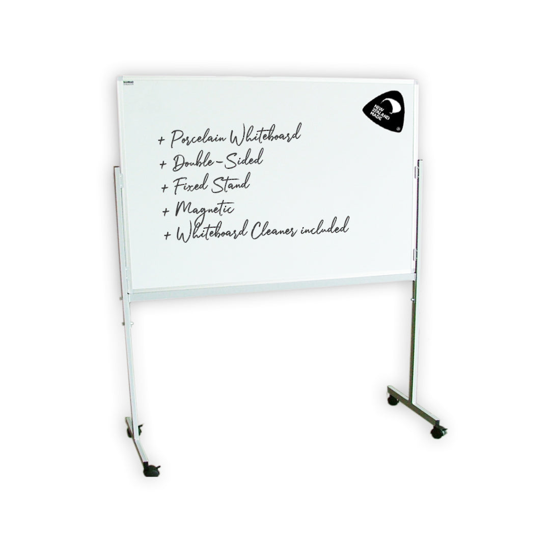 PORCELAIN WHITEBOARD + FIXED MOBILE STAND | Double Sided - Cafe Supply