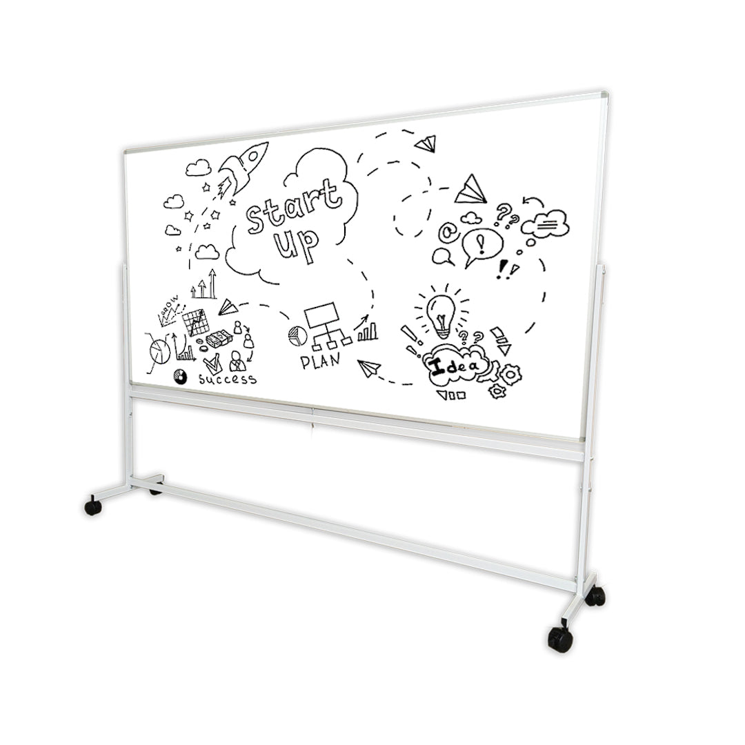 PORCELAIN WHITEBOARD + PIVOTING MOBILE STAND | Double Sided - Cafe Supply