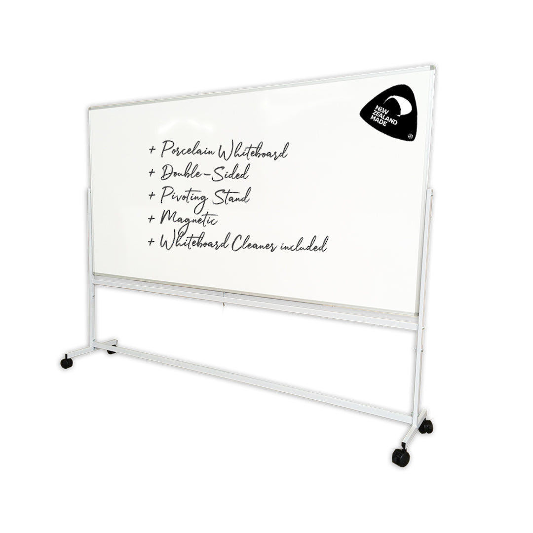 PORCELAIN WHITEBOARD + PIVOTING MOBILE STAND | Double Sided - Cafe Supply