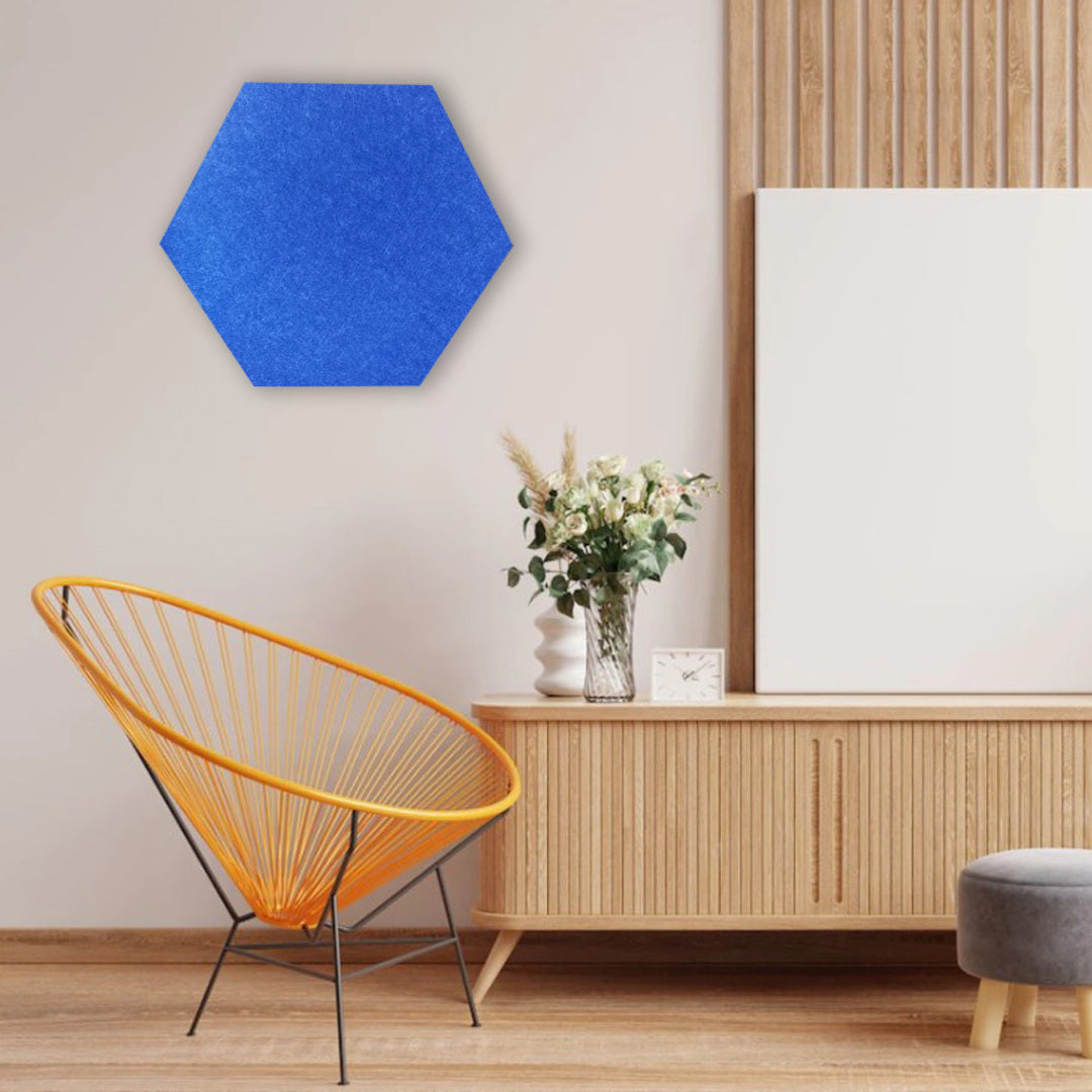 HEXAGON POLYESTER PINBOARD | 600x520mm | Ocean | 1pc - Cafe Supply