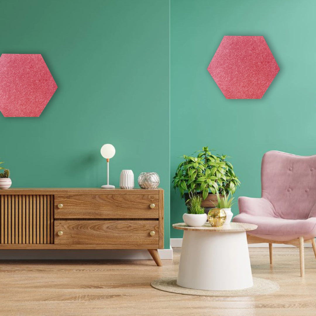 HEXAGON POLYESTER PINBOARD | 600x520mm | Ruby | 1pc - Cafe Supply