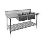 Premium Stainless Steel Double Sink Bench 600mm Deep - Cafe Supply