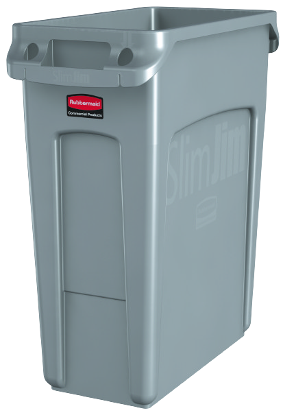 Rubbermaid SLIM JIM® Container with Venting Channels 60L Gray - Cafe Supply