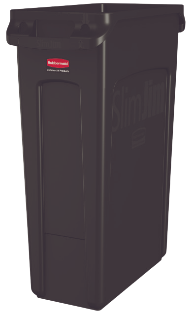 Rubbermaid SLIM JIM® Container with Venting Channels 87L - Black - Cafe Supply