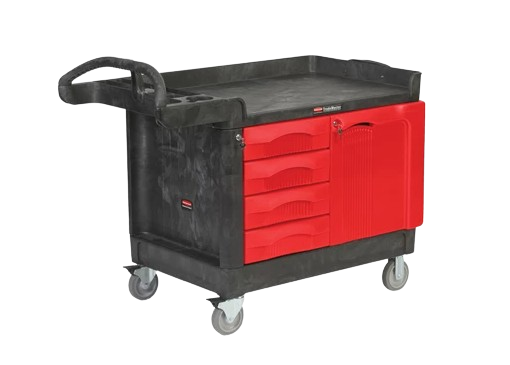 Rubbermaid TRADEMASTER® Cart with 4 Drawers and Cabinet - Cafe Supply