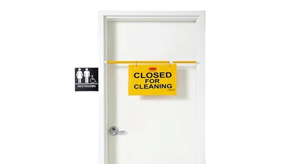 Rubbermaid "Closed for Cleaning" Hanging Sign, Yellow - Cafe Supply