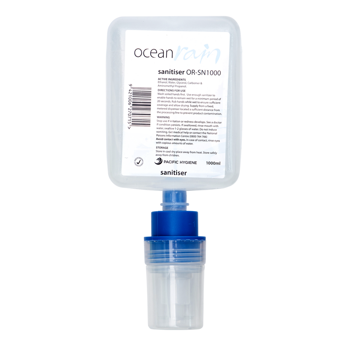 Ocean Rain Hand Sanitiser 1000ml - Cafe Supply