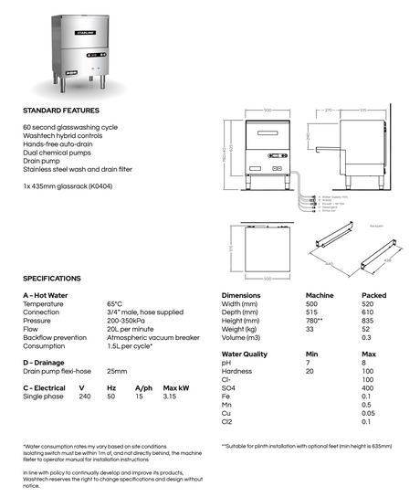 Compact Commercial Glasswasher - Cafe Supply