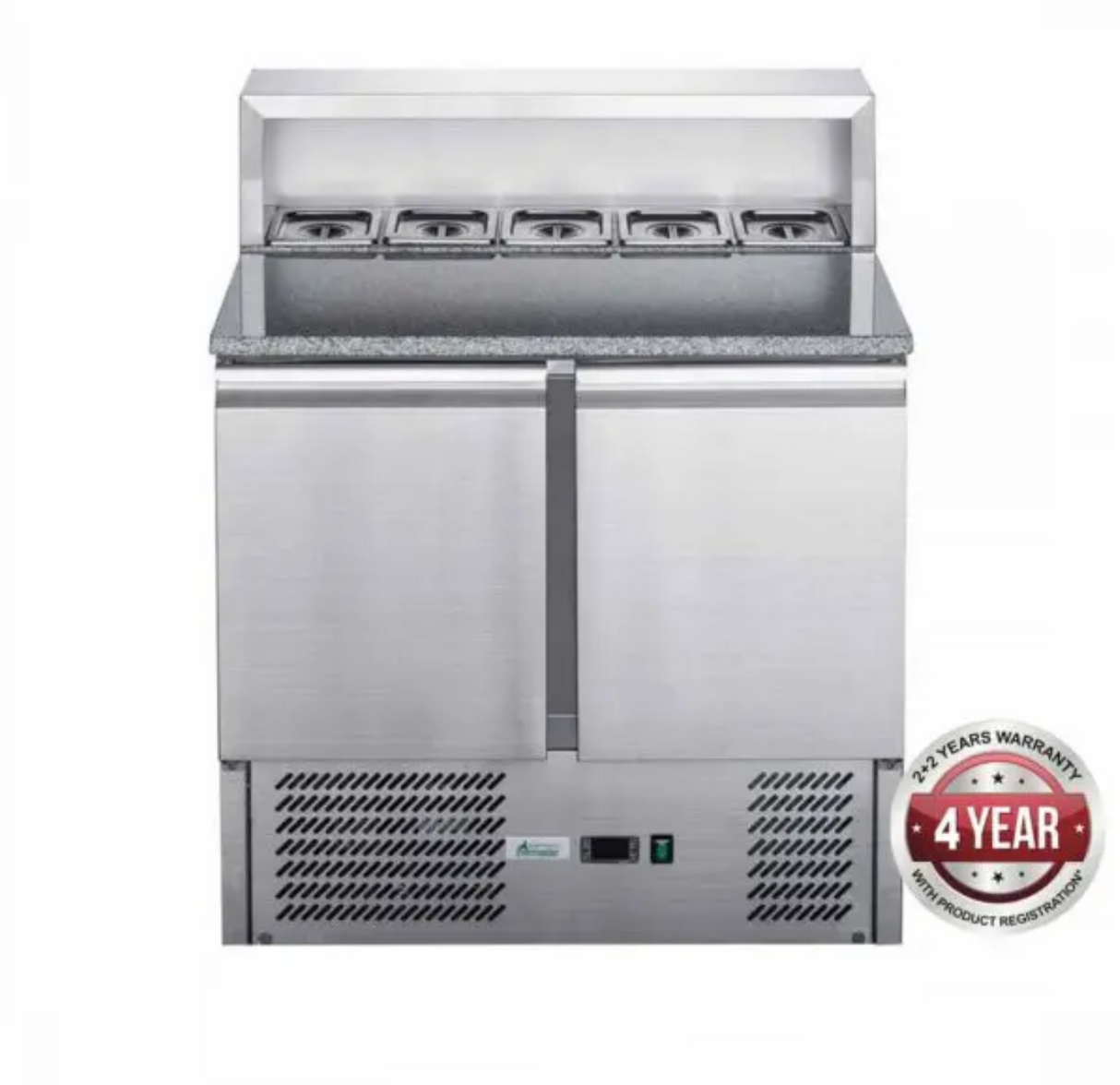 FED-X Two Door Salad Prep Fridge with Marble Top - Cafe Supply