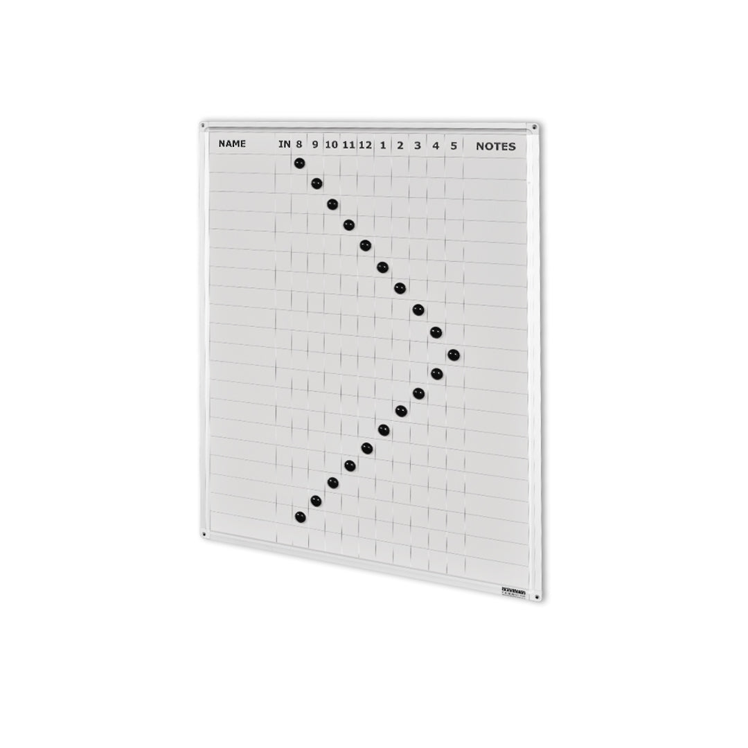 STAFF INDICATOR WHITEBOARD | 20 Names | 600 x 800mm | PORCELAIN - Cafe Supply