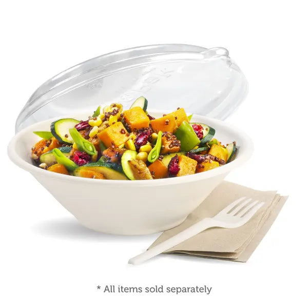 800-1,420ml / 24-48oz Clear RPET BioBowl Lid - Cafe Supply