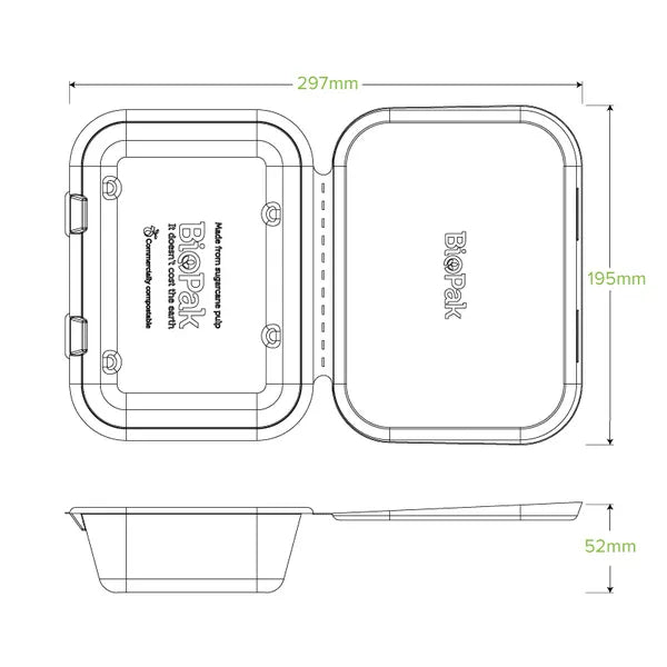 20x15x5cm / 7.5x5x1.9in Natural Plant Fibre Clamshell - Cafe Supply