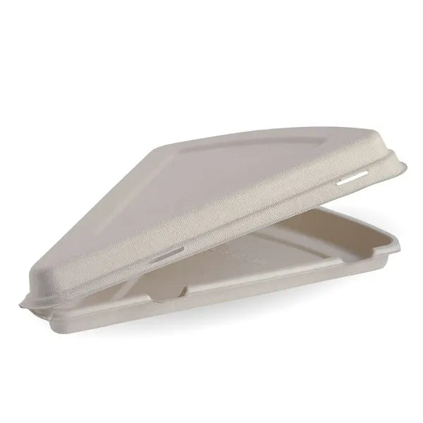 28cm x 16cm x 4cm / 9in Natural Plant Fibre Pizza Slice Clamshell - Cafe Supply
