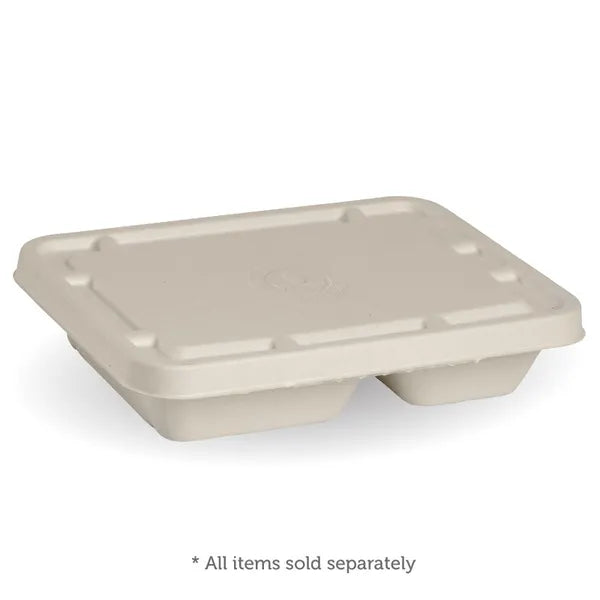 2 & 3-Compartment Natural Plant Fibre BioCane Takeaway Lid - Cafe Supply