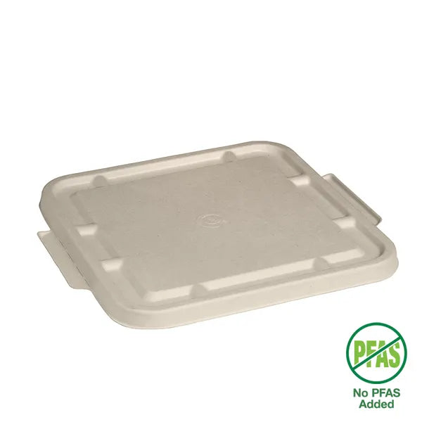 3-Compartment Large Natural Plant Fibre Takeaway Lid - Cafe Supply