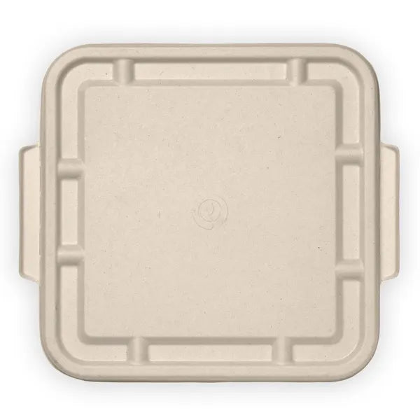3-Compartment Large Natural Plant Fibre Takeaway Lid - Cafe Supply