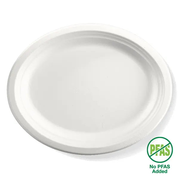32x25cm / 12.5x10" Oval Plant Fibre Plate - Cafe Supply