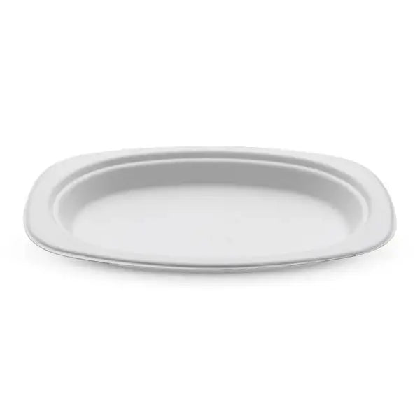 23x16cm/ 9.2x6.5" Rectangular Oval Plant Fibre Plate - Cafe Supply