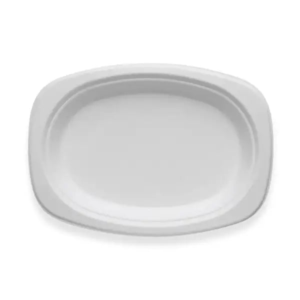 23x16cm/ 9.2x6.5" Rectangular Oval Plant Fibre Plate - Cafe Supply